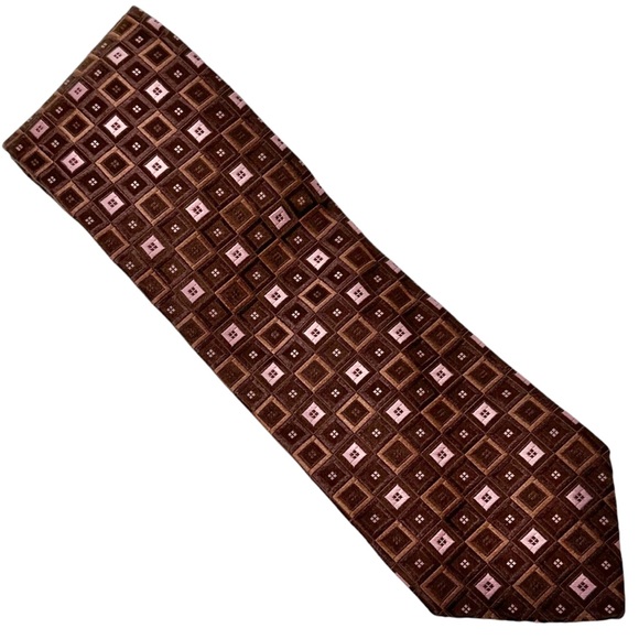Ted Baker London Brown & Pink 100% Silk Made in USA Mens Tie - Picture 1 of 5